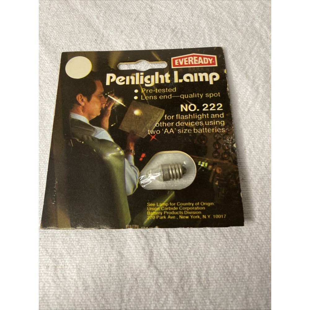 Vintage Norelco Penlight Lamp Bulb Made in Hong Kong Eveready Union Carbide Bulb